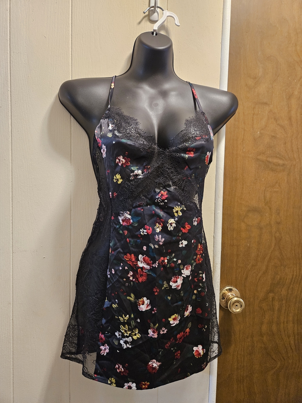 Victoria's Secret Black Floral Lace Slip Dress
